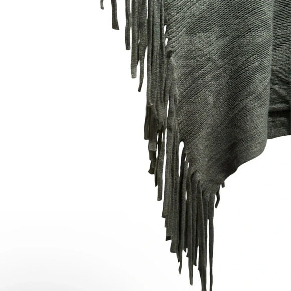 BAAZZARA Grey Cowl Neck Fringed Poncho - Picture 2 of 5